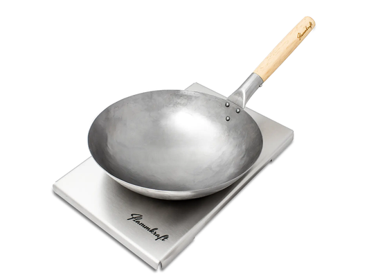 Flammkraft Wok und Edelstahl-Halter für Block D