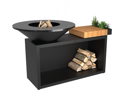 Ofyr Island Corten 100 Teakholz Feuerplatte