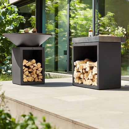 Ofyr Butcher Block Storage 90 Black Keramik Dunkelgrau Feuerplatte