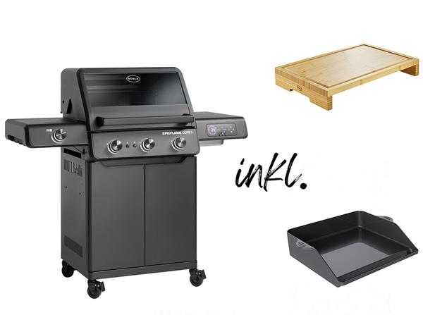 Rösle EPICFLAME Core 3 / Zubehör Bundle / Gasgrill 50mbar