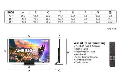 Philips 65PUS8600/12, 65" QLED 4K Smart TV mit Titan OS